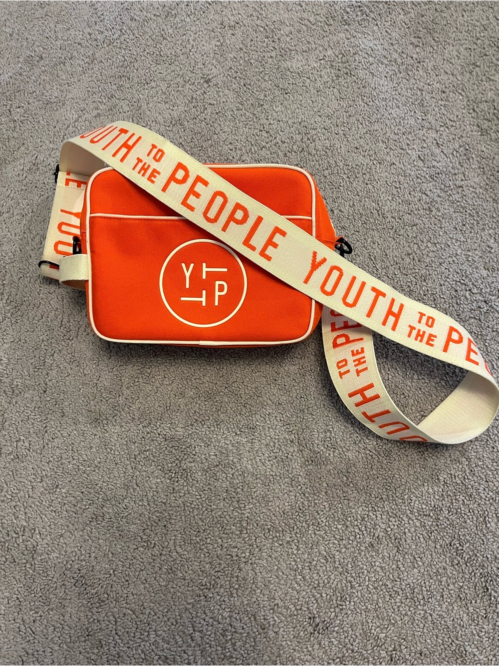 Youth To The People Orange Crossbody Bag with Branded Strap